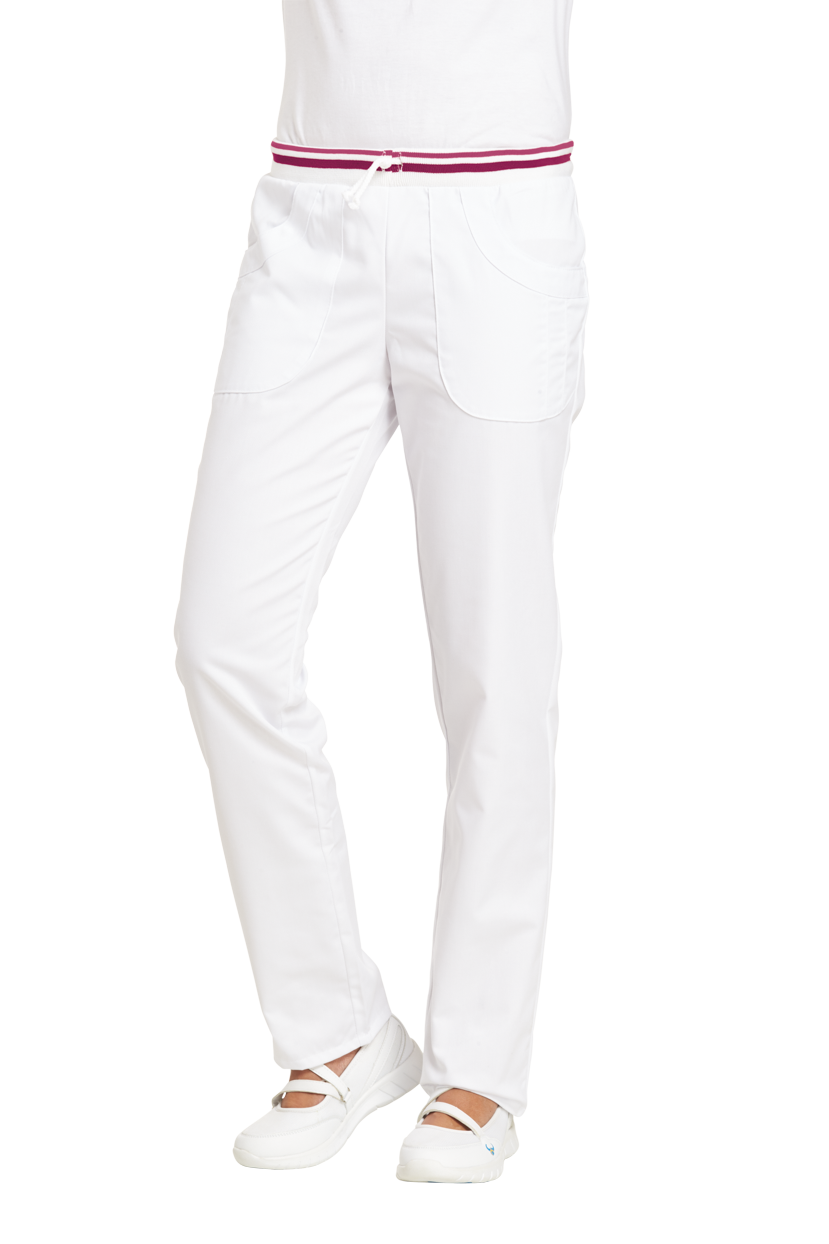 Damenhose Classic Style mit kontrastfarbigem Einsatz, weiß/beere
