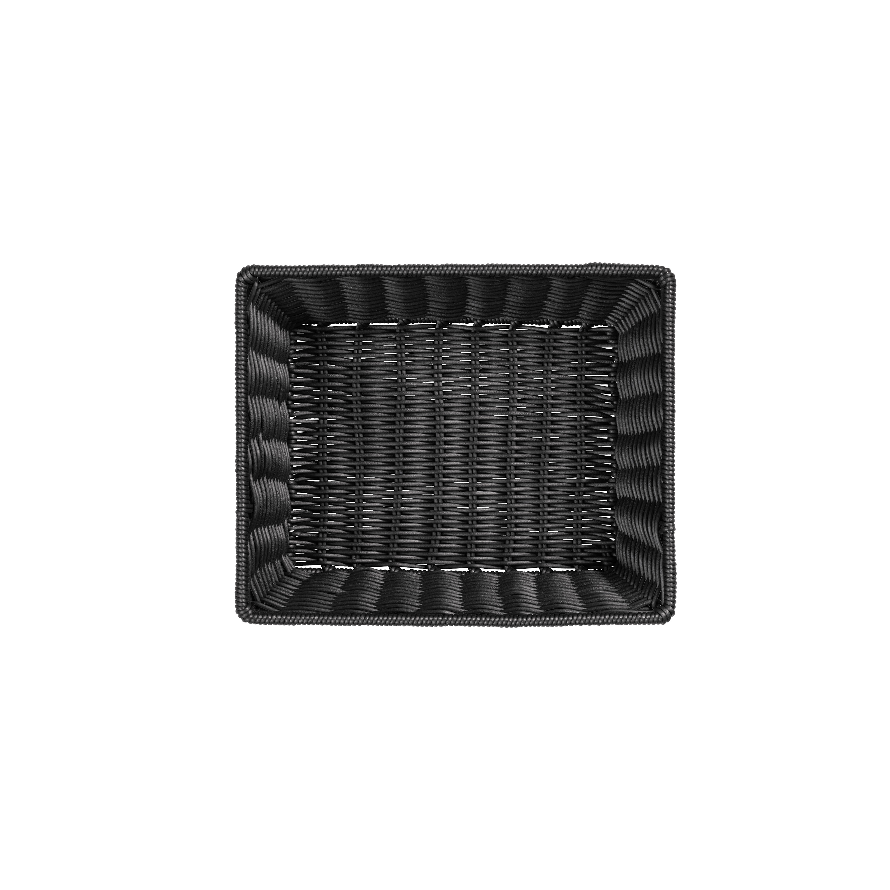 Systemkorb 32,5 x 26,5 x 10 cm, schwarz mit Drahtverstärkung im oberen Rand