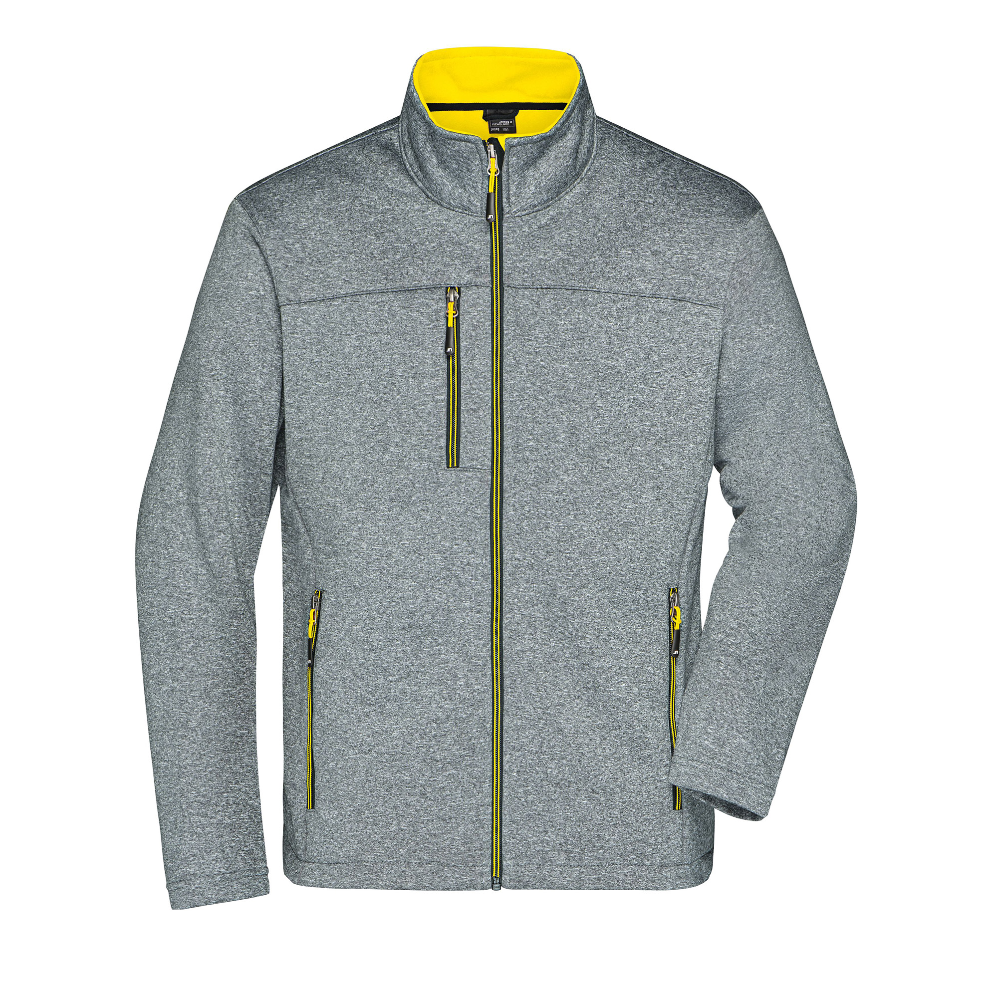 Herren-Softshelljacke in Melange-Optik, grau meliert/grün