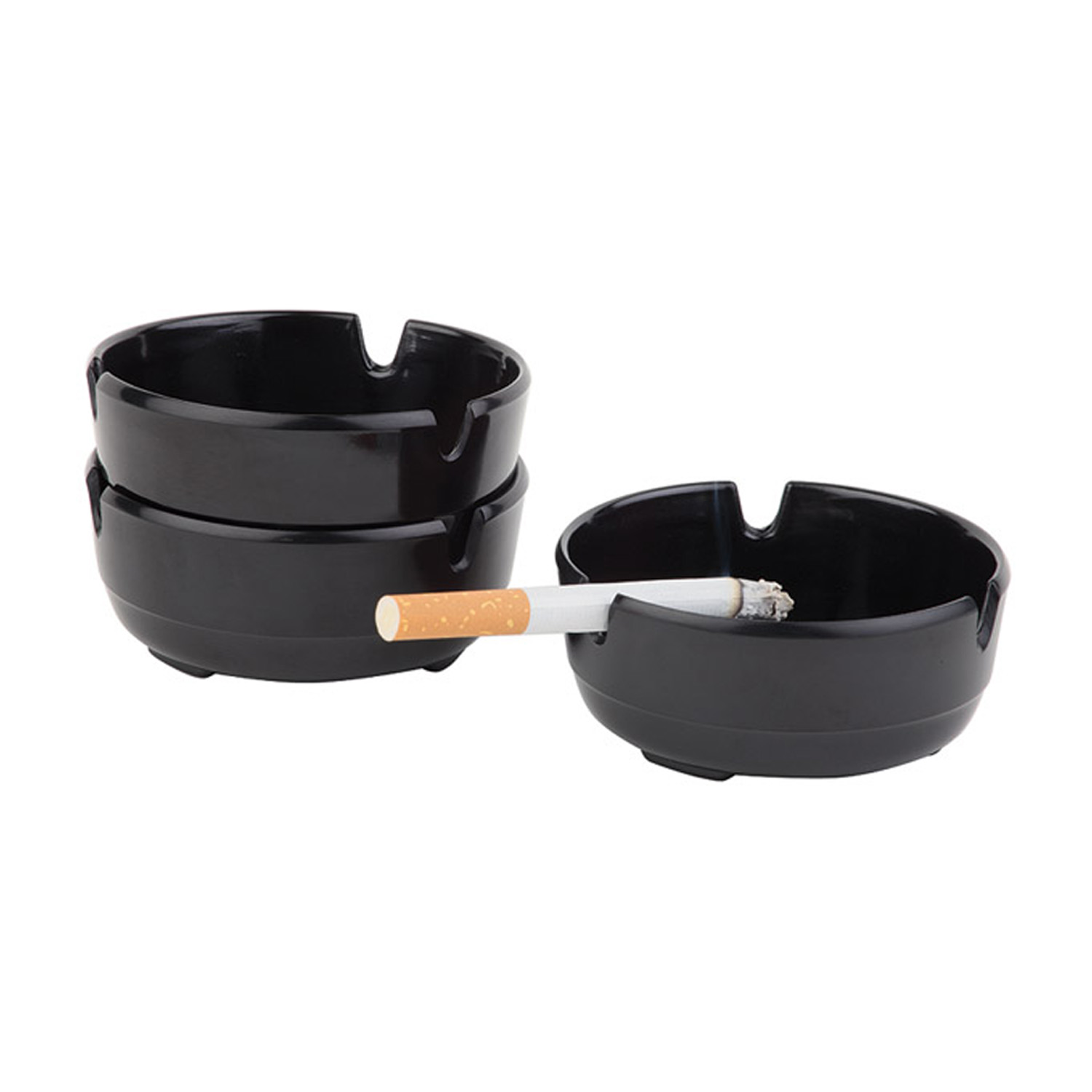 Aschenbecher, 3er Set Ø 8 cm, H: 3 cm Melamin schwarz