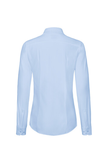 Damenbluse Natural Stretch, Langarm, ozeanblau