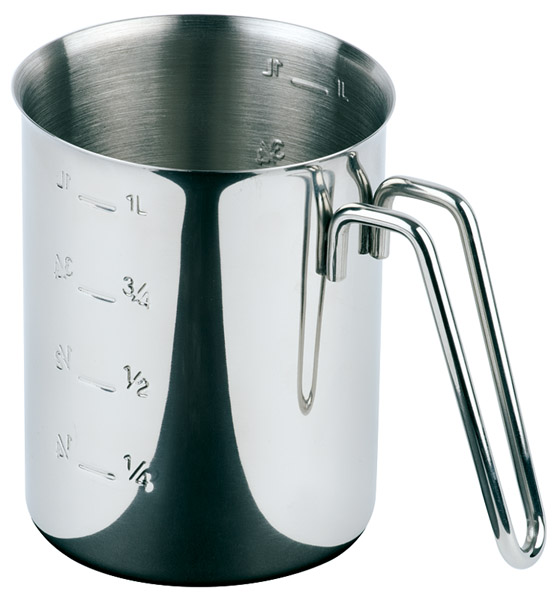 *Auslauf* Messbecher Ø 10 cm, H: 14 cm, 1 Liter Edelstahl