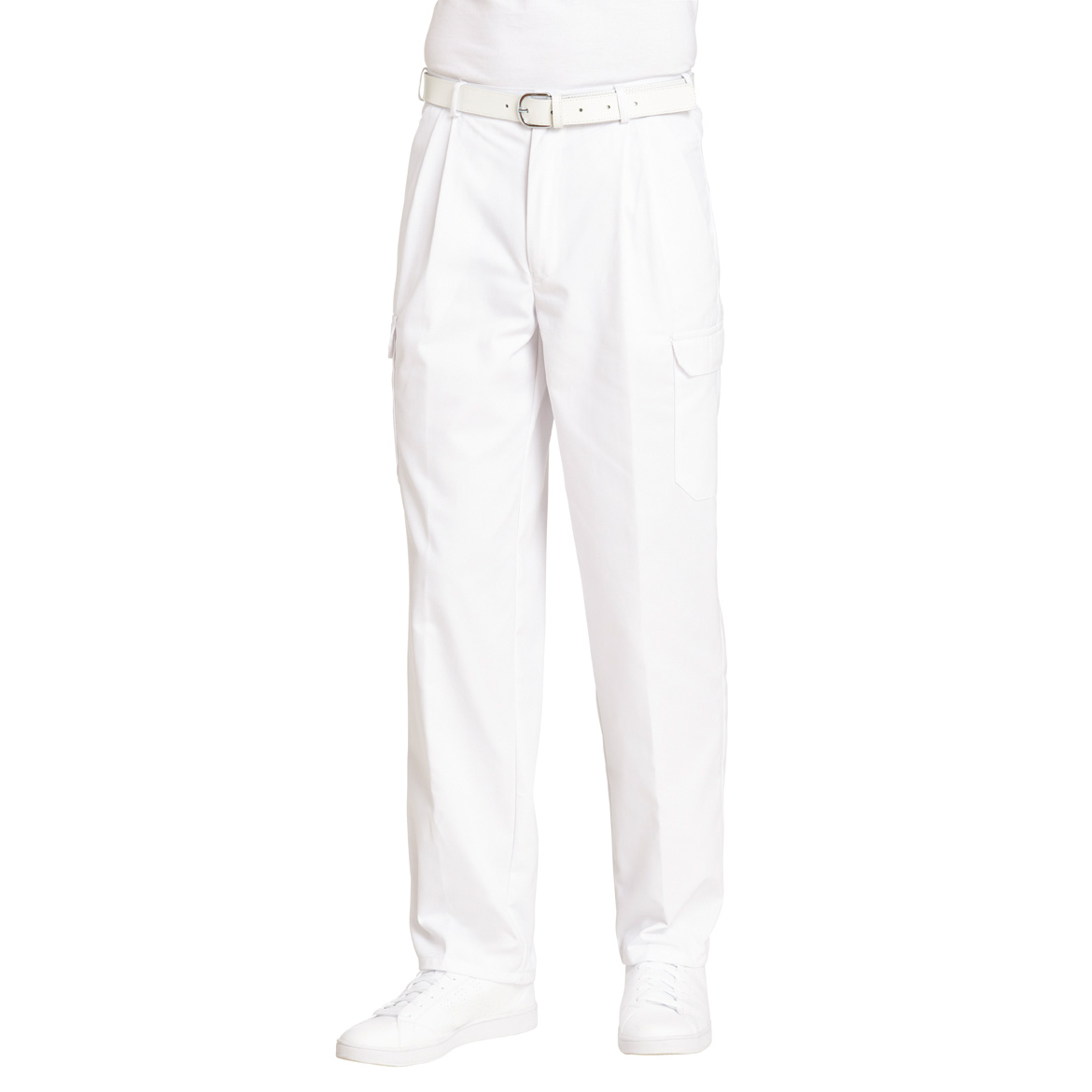 Herren-Bäckerhose/Kochhose, Comfort-Style, Bund mit Gummizug hinten, weiß