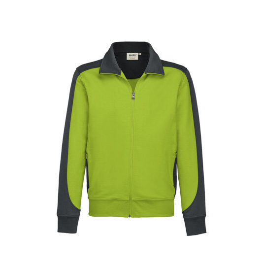 Unisex-Sweatjacke Contrast Mikralinar, kiwi/anthrazit