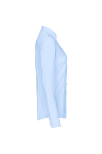 Damenbluse Natural Stretch, Langarm, ozeanblau