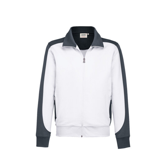 Unisex-Sweatjacke Contrast Mikralinar, weiß/anthrazit