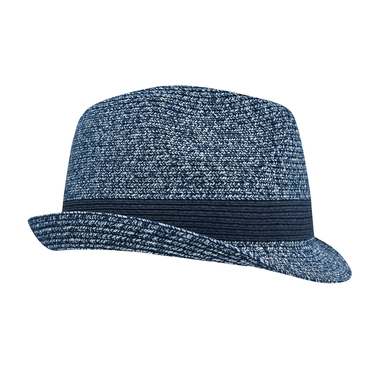*gesperrt* Melange-Hut, Flechtoptik, unifarbene Hutband-Optik, navy-melange