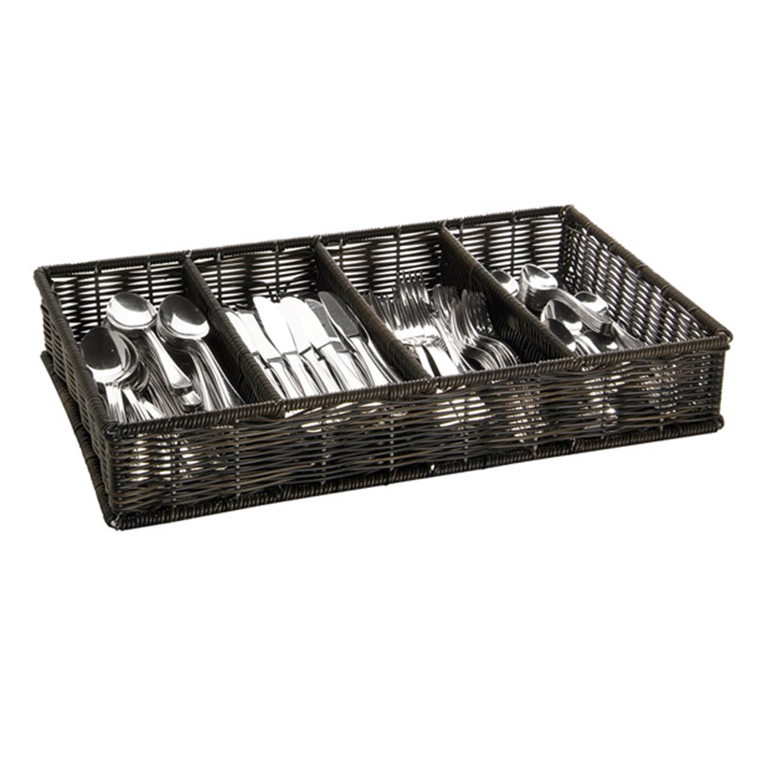 GN 1/1 Besteckbehälter 53 x 32,5 cm, H: 9 cm Polypropylen, schwarz / braun