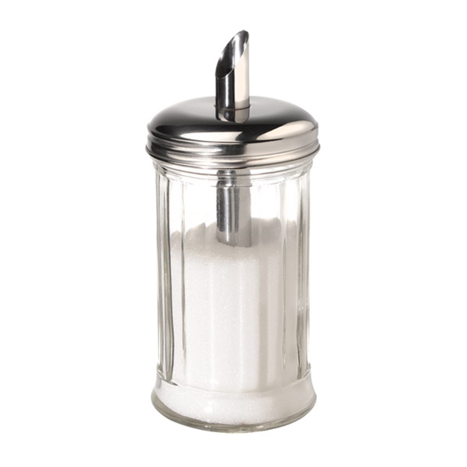 Zuckerdosierer Ø 7,5 cm, H: 17 cm, 320 ml Behälter aus Glas, Schraubdeckel aus Edelstahl
