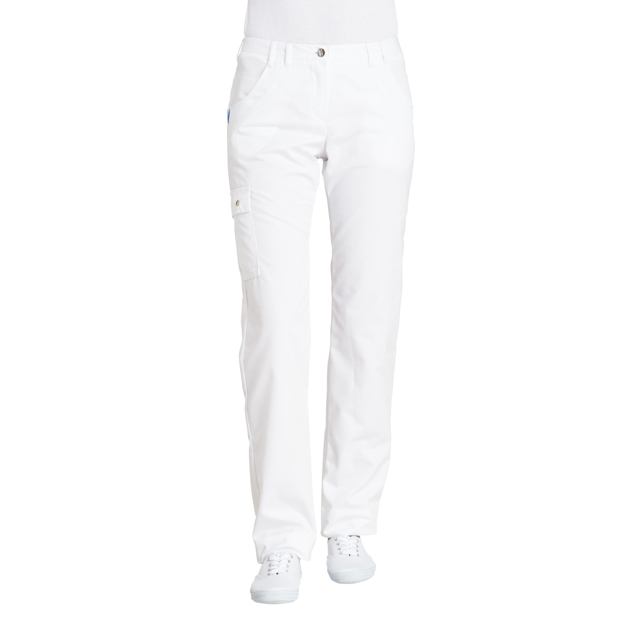 Damen-Bäcker-/Kochhose, Comfort-Style, Bund mit Gummizug hinten, weiß