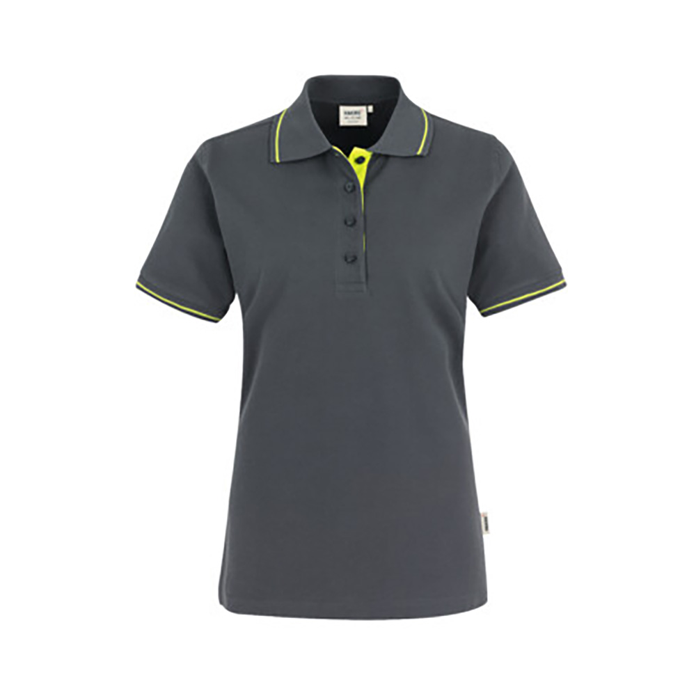 Woman-Polo Casual, anthrazit/kiwi