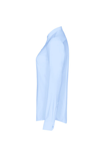 Damenbluse Natural Stretch, Langarm, ozeanblau