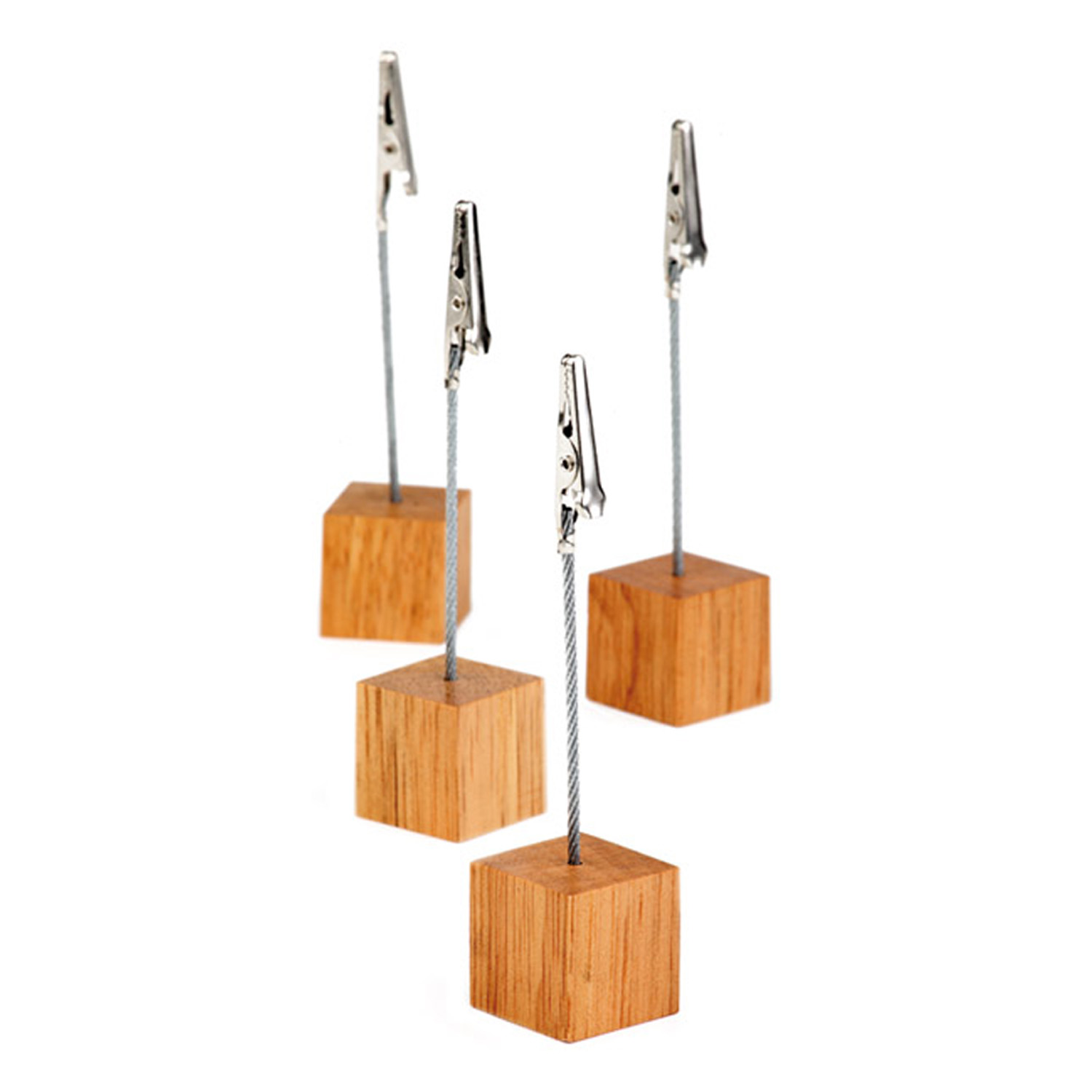 Kartenhalter, 4er Set 2,5 x 2,5 cm, H 12 cm Holz