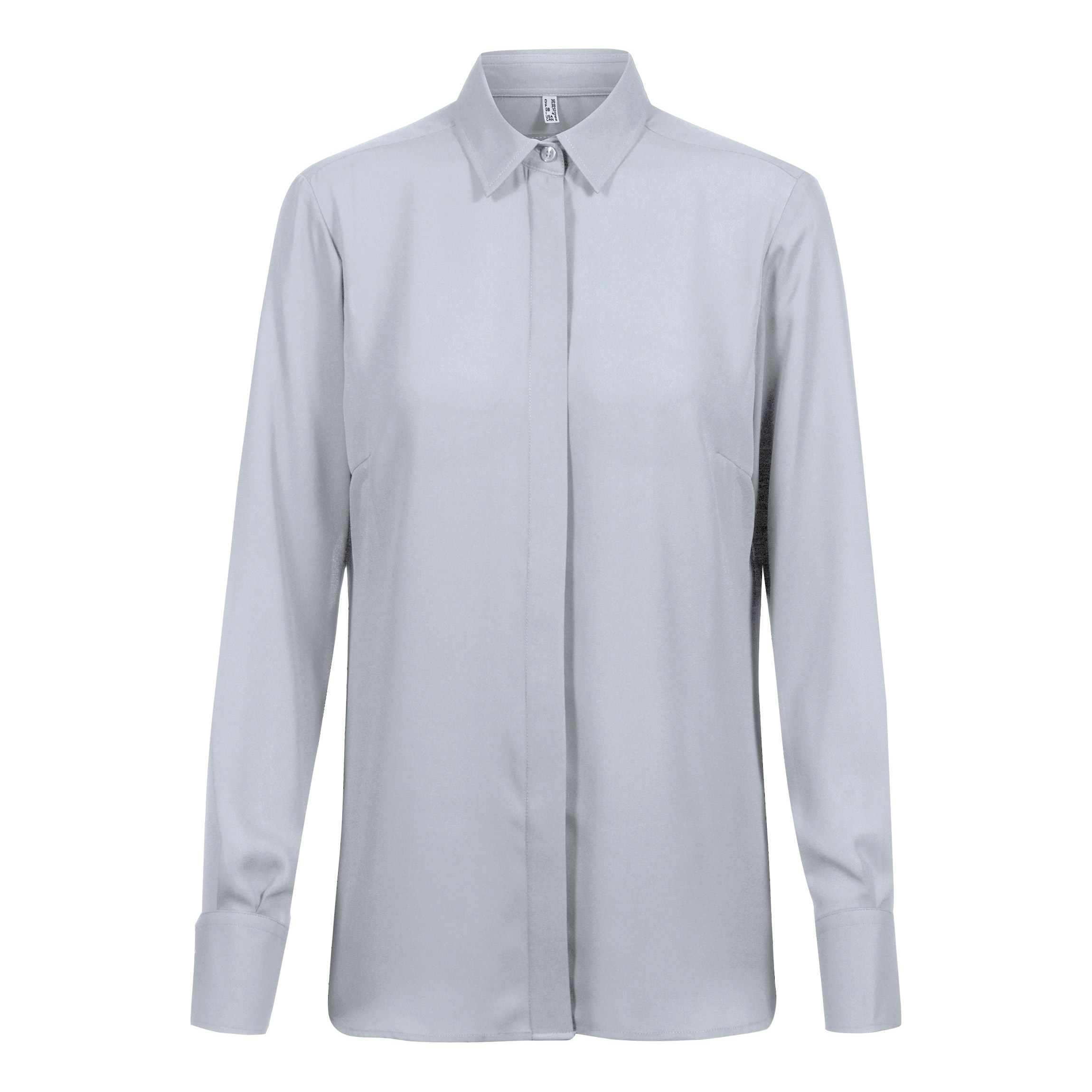 Chiffon-Bluse, Langarm, silbergrau