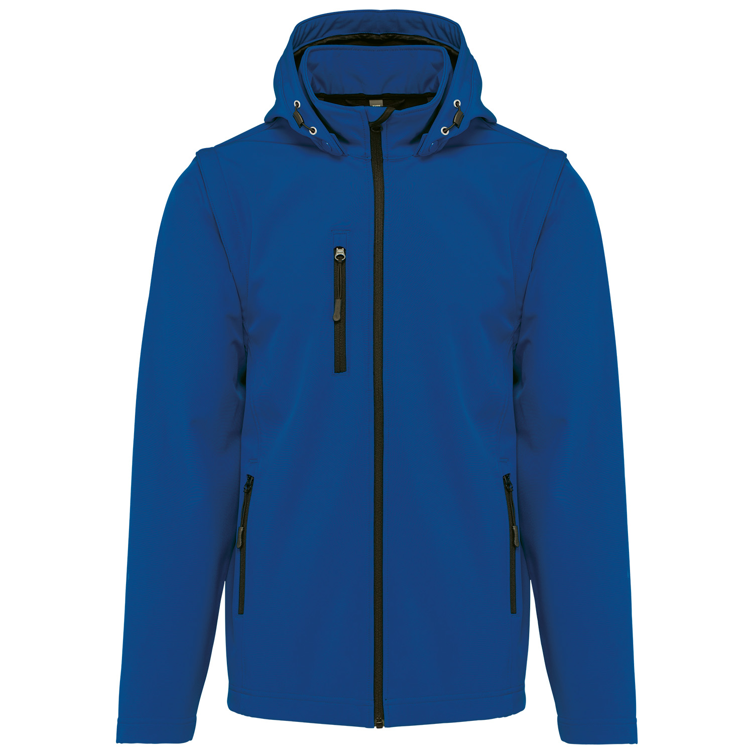 Unisex-Softshell-Jacke, 3-lagig mit Kapuze und abnehmbaren Ärmeln, dark royal blue