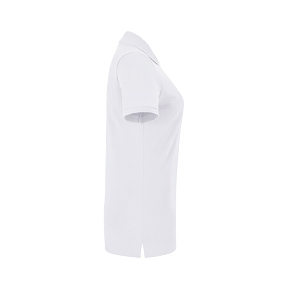 Damen-Poloshirt Stretch mit kontrastfarbenen Knöpfen, weiß