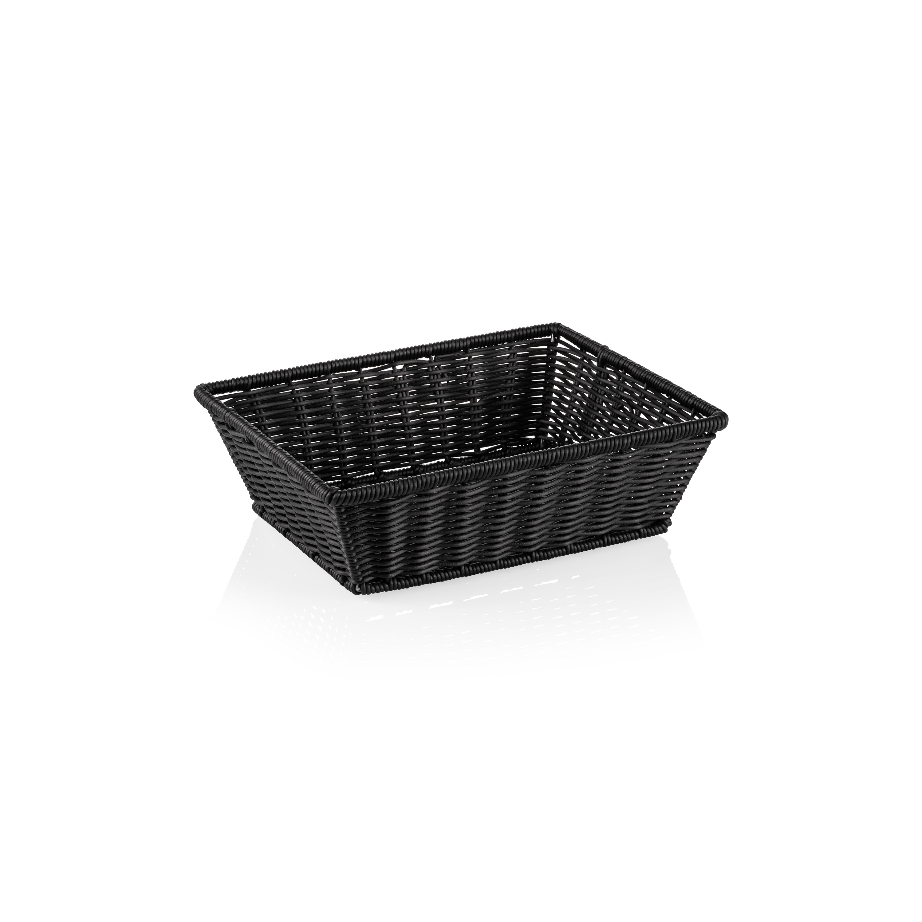 Systemkorb 32,5 x 26,5 x 10 cm, schwarz mit Drahtverstärkung im oberen Rand