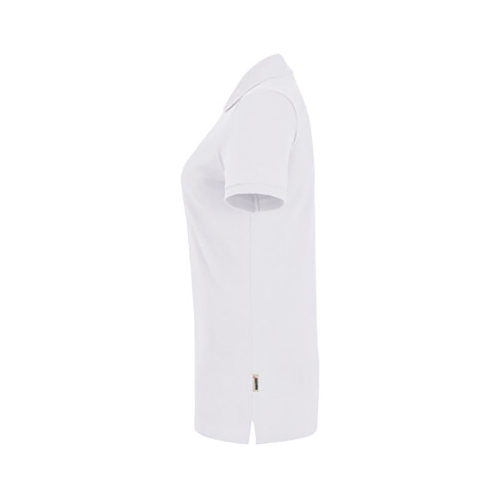 Damen-Poloshirt Stretch mit kontrastfarbenen Knöpfen, weiß