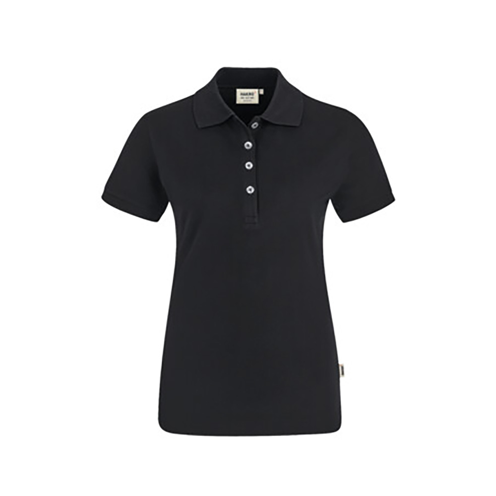 Damen-Poloshirt Stretch mit kontrastfarbenen Knöpfen, anthrazit